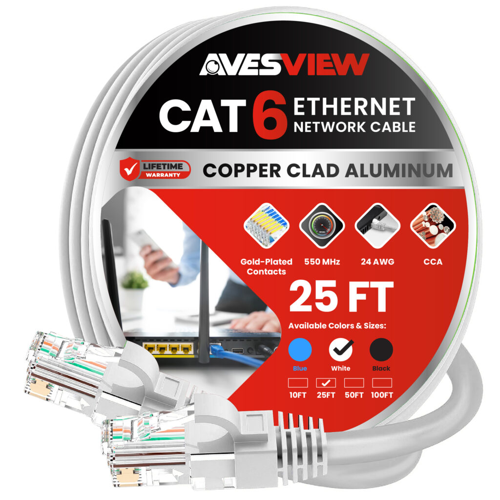 AvesView CAT6 25FT Ethernet Cable White